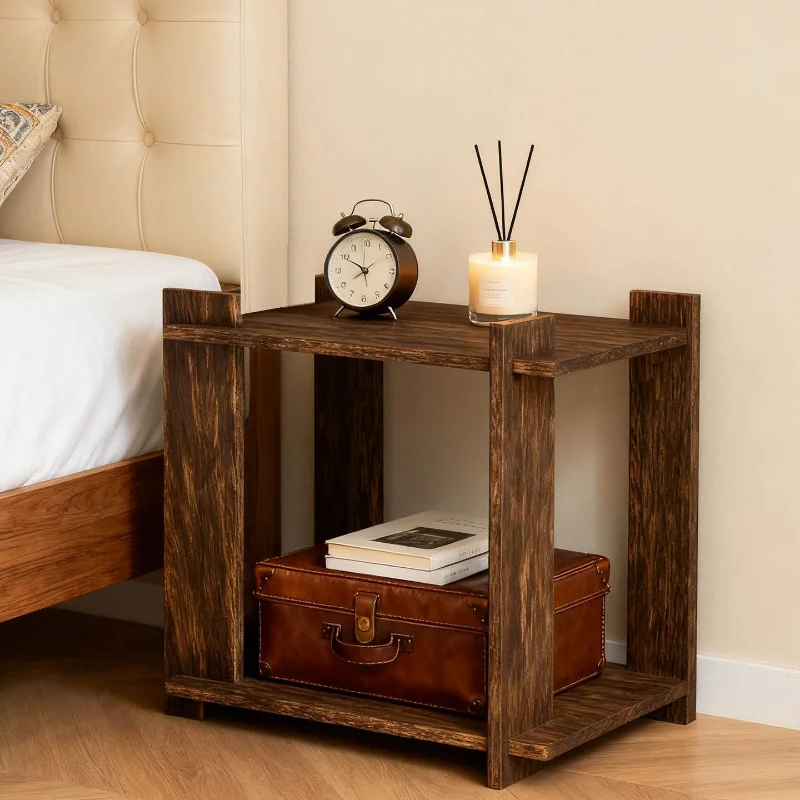 Wabi Sandy Wind Bedside Table Solid Wood Bedside Replacement Artifact Household Shelf Log Small Sundries Simple Storage Cabinet