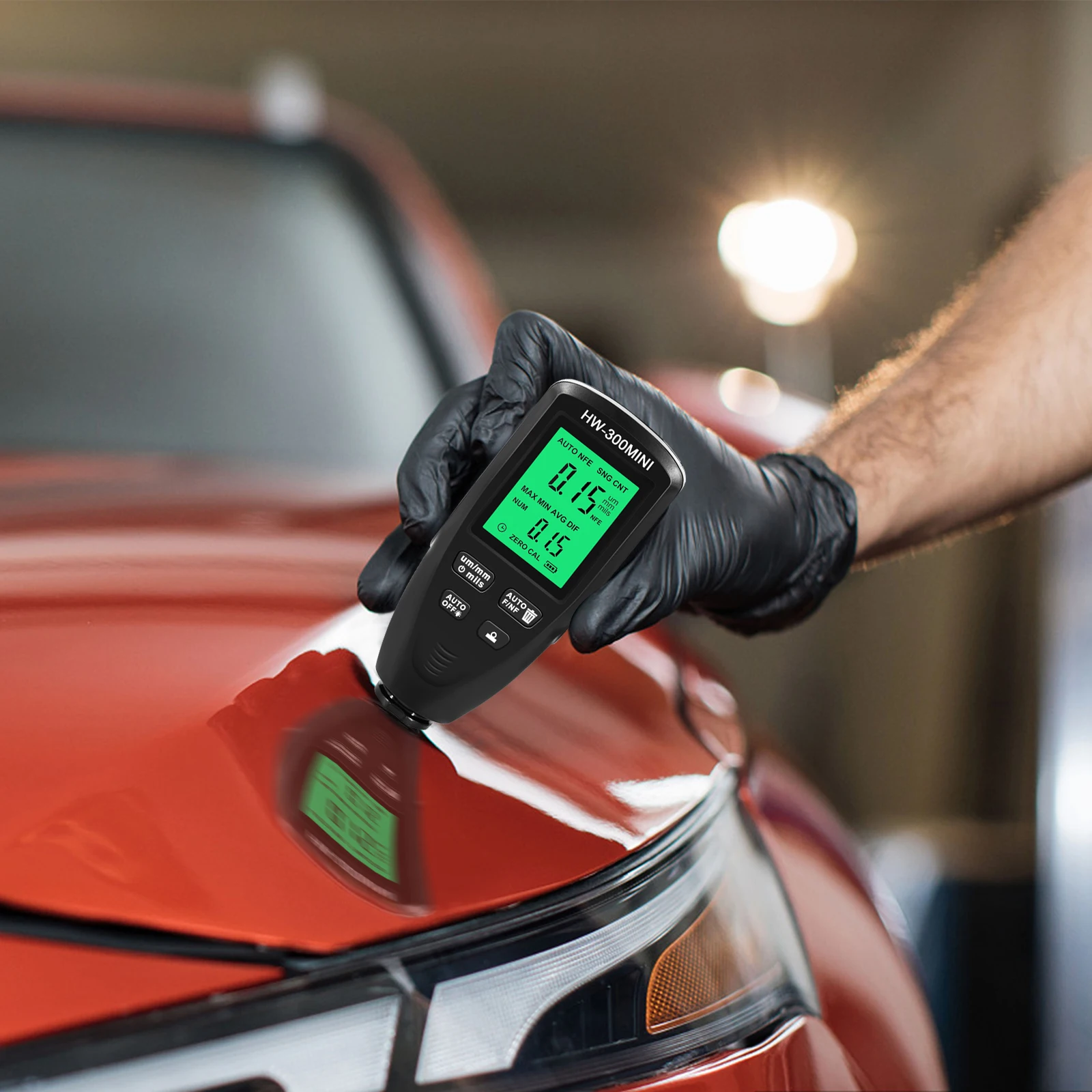 HW-300 ミニ膜厚計 0.1mm 0-2000UM 高感度プローブ 塗膜自動膜厚測定器 鉄/非鉄金属用