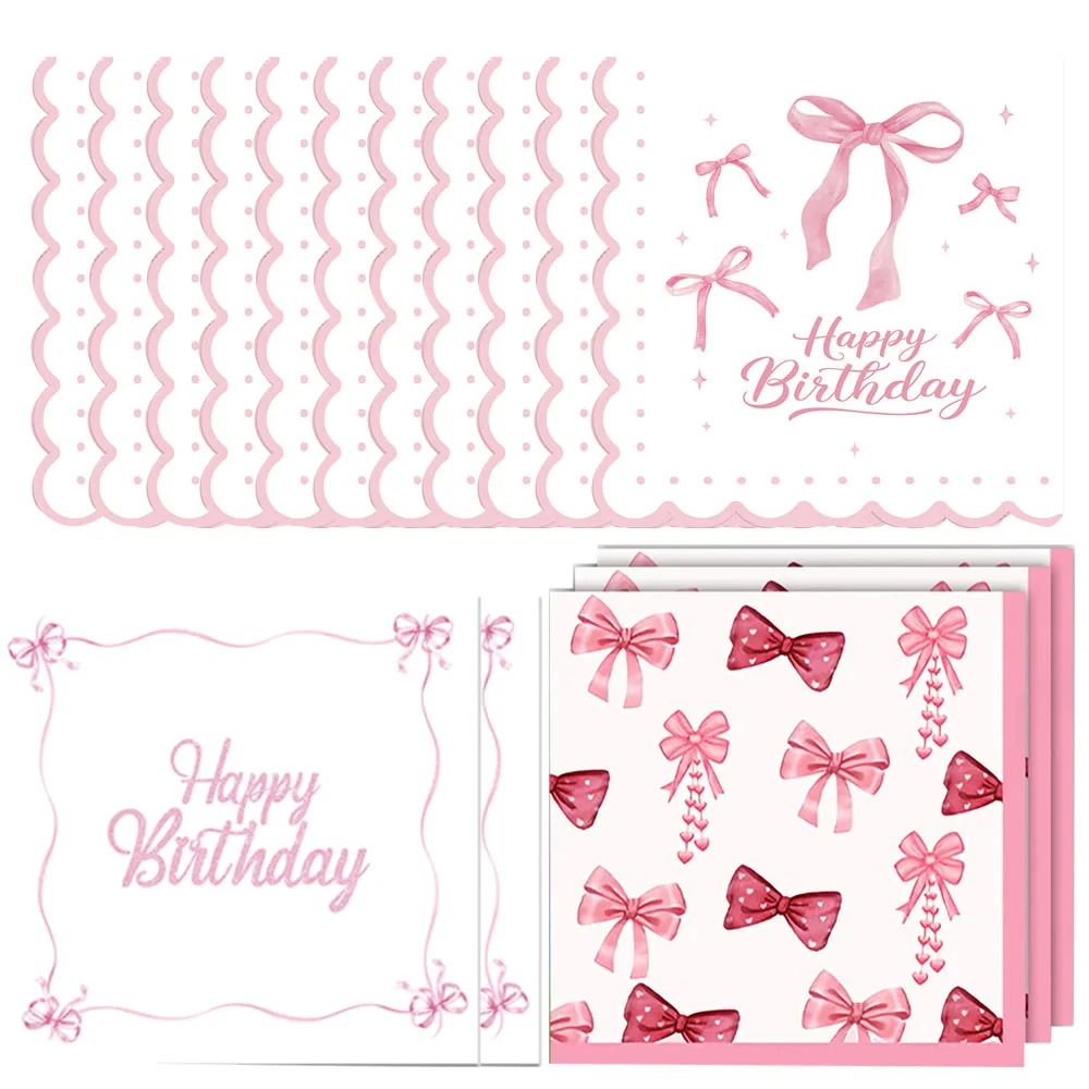 20/40/60pcs Pink Coquette Bow Party Napkins Pink Bow Theme Party Decorations Sweetie Soirées Birthday Decorations Baby Shower