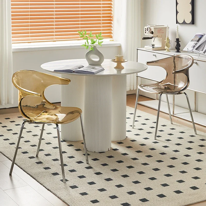 

Transparent Acrylic Dining Chair Minimalist Floor Comfortable Nordic Dining Chair Kitchen Relaxing Cadeiras De Jantar Furniture