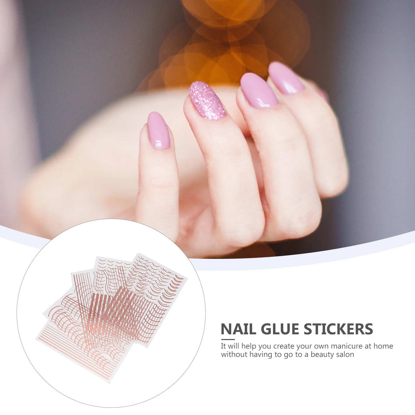 

6Pcs Women Nail Decals Self-Adhesive DIY Stickers for Stylish Manicure Rose Gold Nail Art Decoration Creative Design