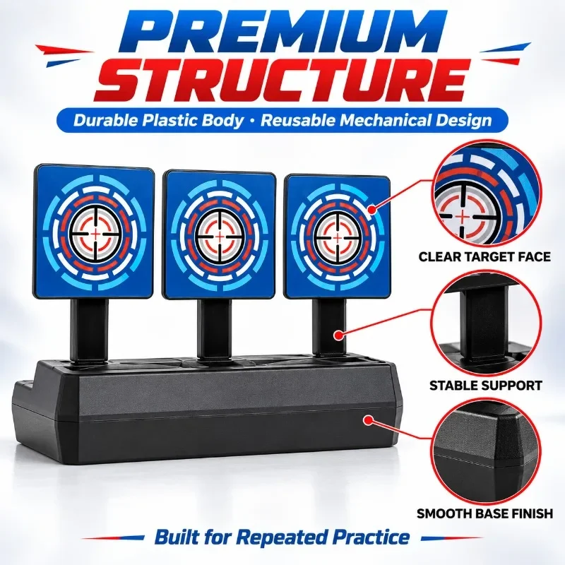 Reusable Vertical Auto-Reset Game Target, Mechanical Structure for Indoor Outdoor Hobby Training
