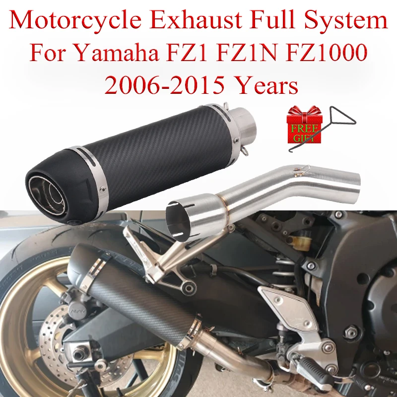 

Motorcycle Exhaust Full System Link Pipe Slip On For Yamaha FZ1 FZ1N FZ1000 2006-2015 Modified Moto Escape Muffler Leovince