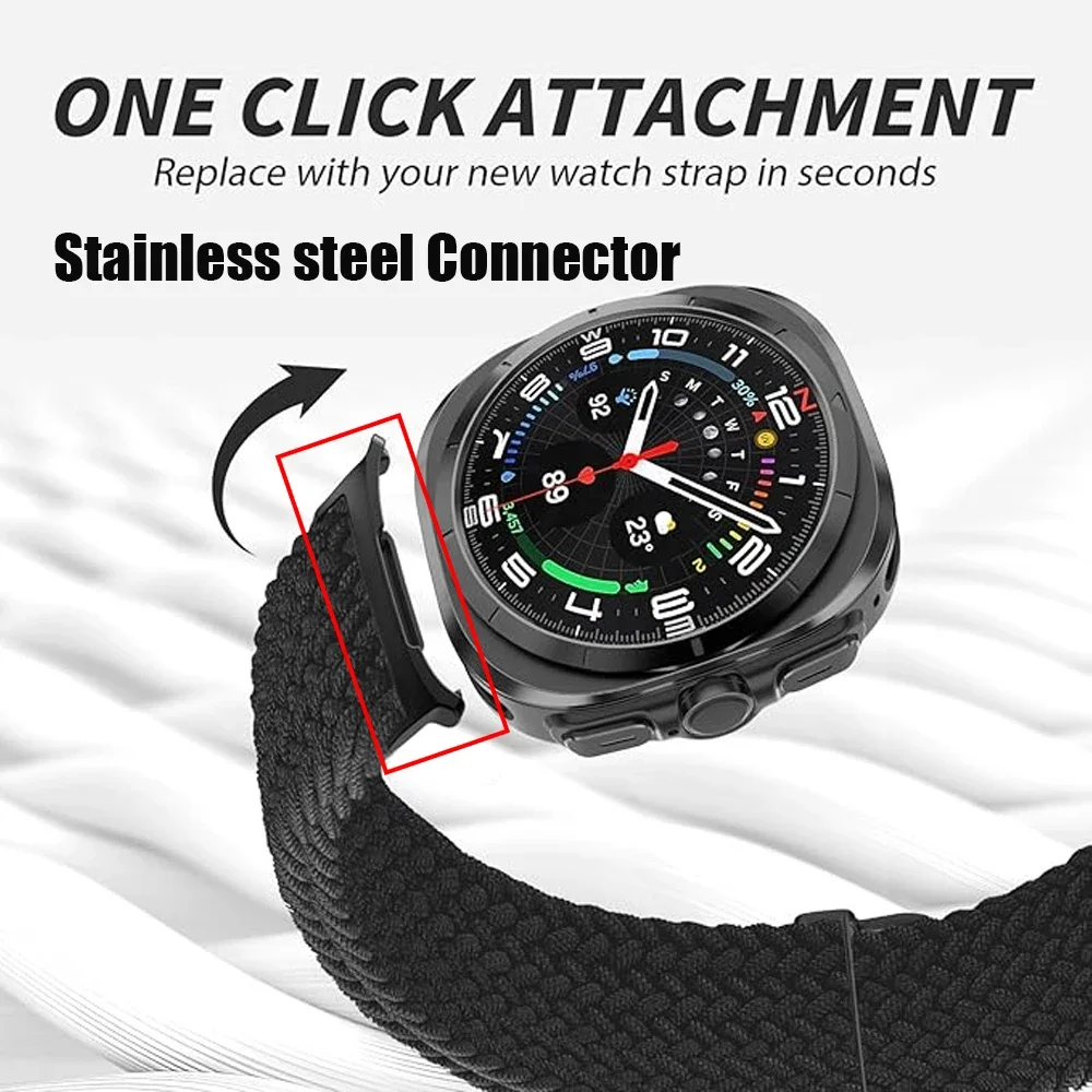 حزام مضفر لساعة سامسونج جالاكسي الترا 47 ملم إكسسوارات سوار رياضي من النايلون قابل للتعديل كوريا جالاكسي ساعة 7 حزام الترا