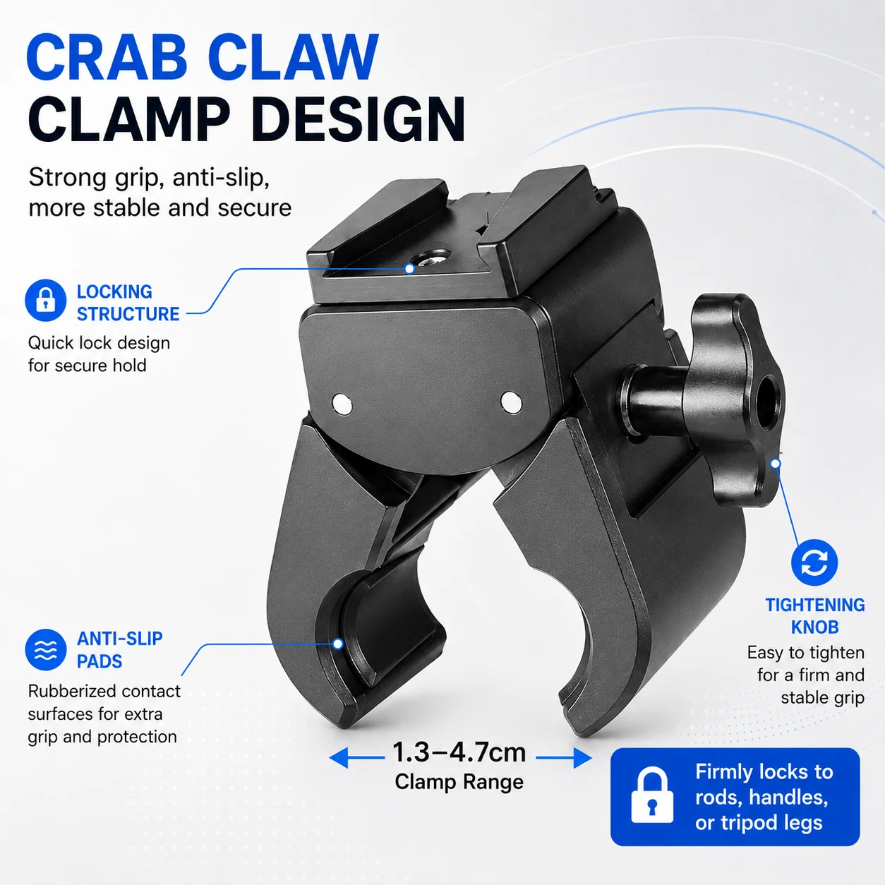 Adjustable Jaw V Mount Battery Clamp with Large Clamp Aluminum V Mount Battery Holder Upgrades for Tripods & Light Stan