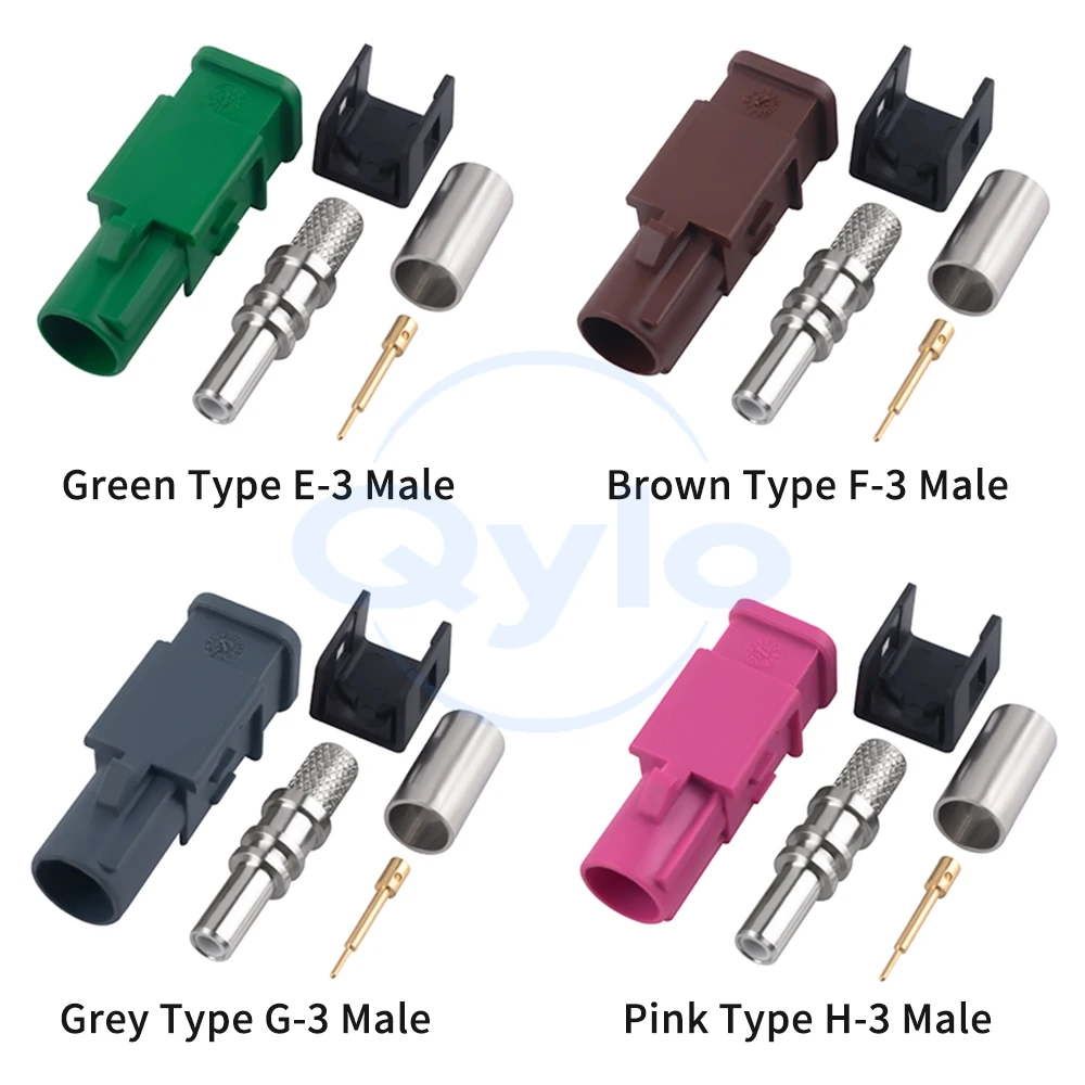 FAKRA-3 Extended Length Male Connector FAKRA-3-J Automotive Connector Types A/B/C/D/E/F/G/H/I/K/Z (1 pcs)