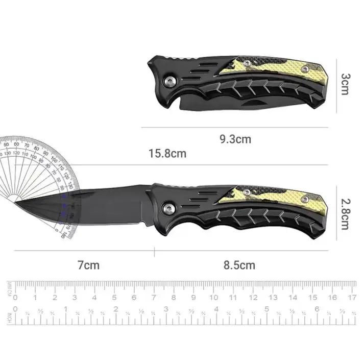 4/2/1 Ultimate Survival Folding Knife - Durable Edc Knife with Clip Function, Suitable for Outdoor Enthusiasts, Camping, Hunting, and Emergencies - Perfect Gift for Dad, Black and Camouflage Colors