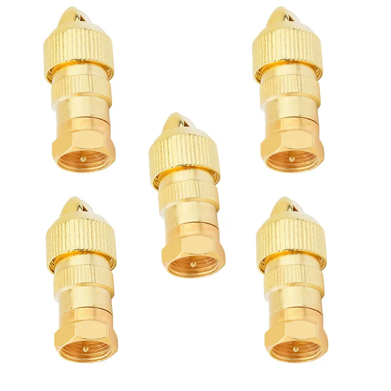 5 قطعة مطلية بالذهب التلفزيون RF محول MaleF-نوع موصل محوري التوصيل للتلفزيونات هوائي كابل الفاصل نقل الإشارة عالية السرعة