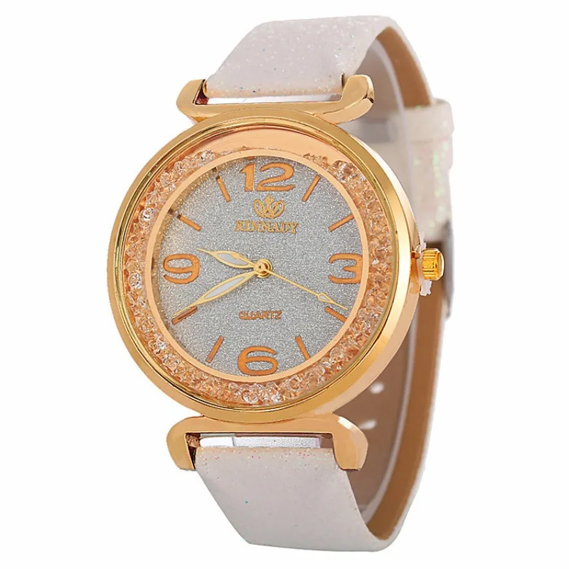 Fashion Watch Korean Version Dusting Gold Powder Watch Pu Leather Strap Wristwatch Elegant Women Clock Gift Relojes De Mujer