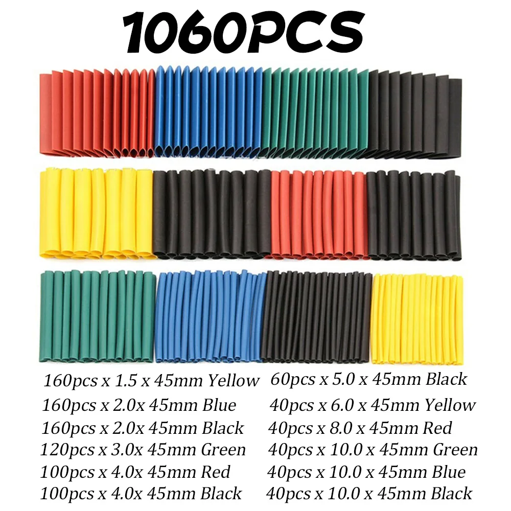 1060/530/127PCS Krimpkous kit 2:1 Krimpbare Draad Krimpfolie Draad Sluit Cover Kabel Reparatie bescherming