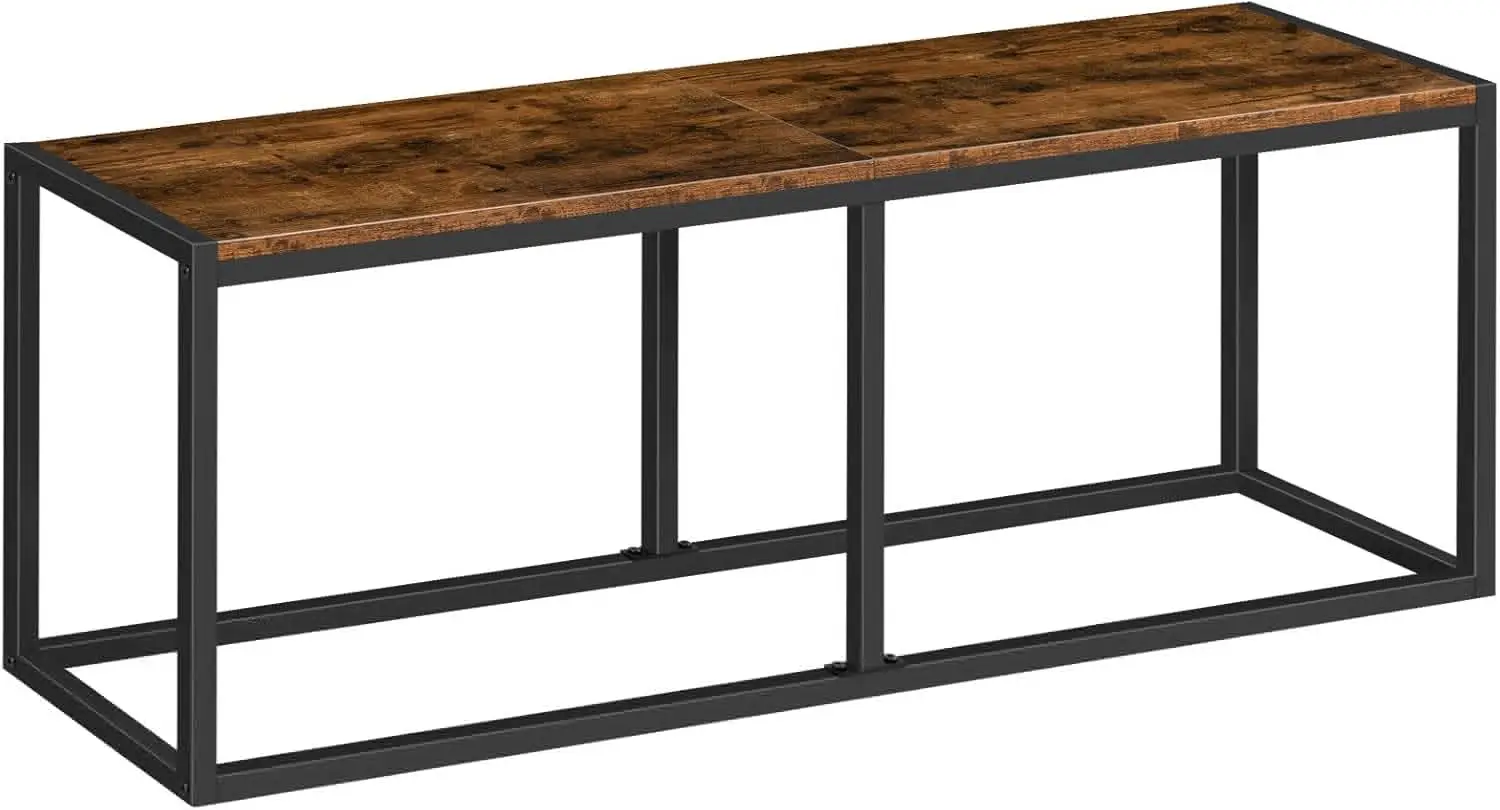 

47.2 Inch Industrial Dining Bench with Steel Frame, Easy Assembly for Kitchen or Dining Room in Rustic Brown and Black