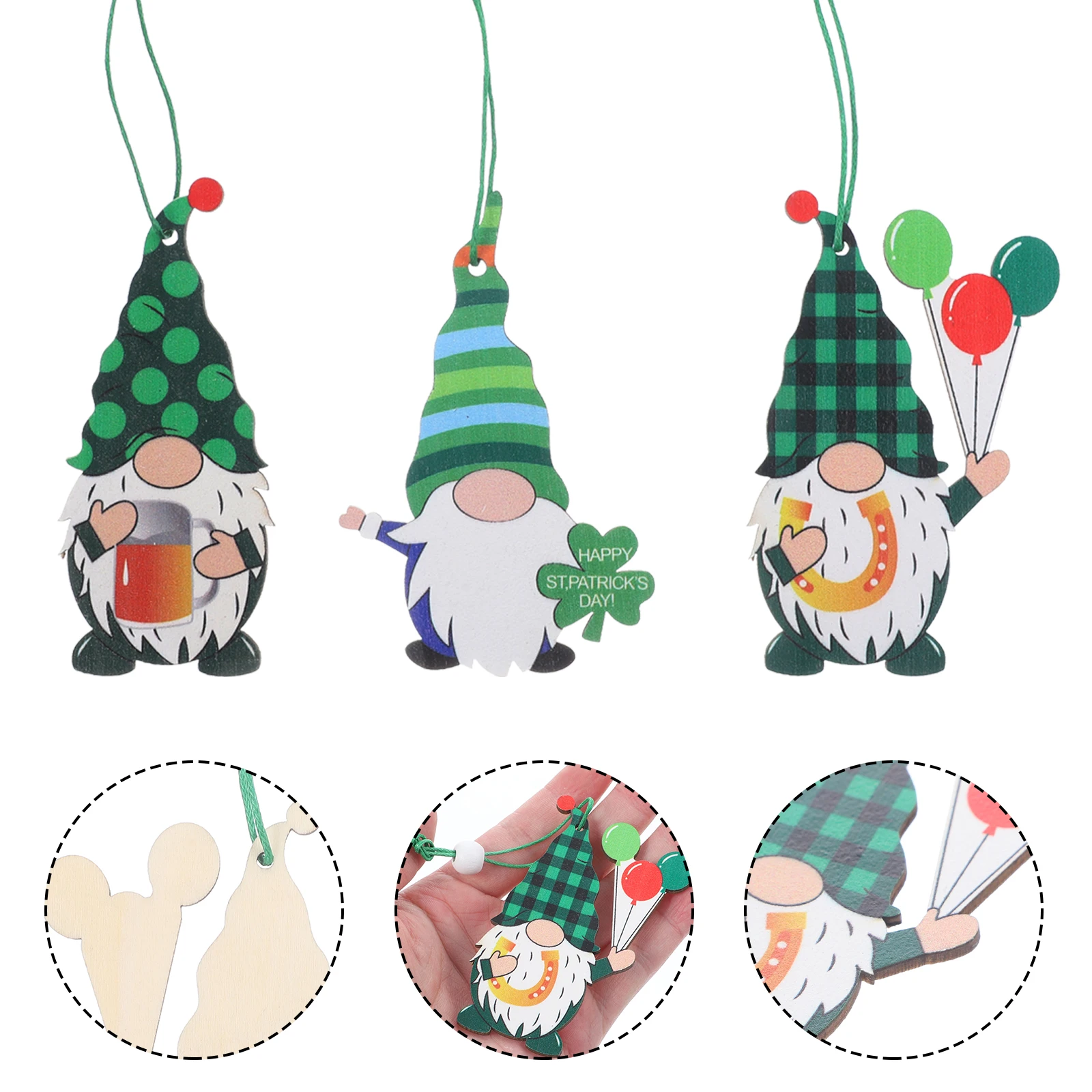 

9pcs Green Hat Hanging Decorations St Patricks Day Festival Party Home Decoration Creative Irish Pendant Tree Scene