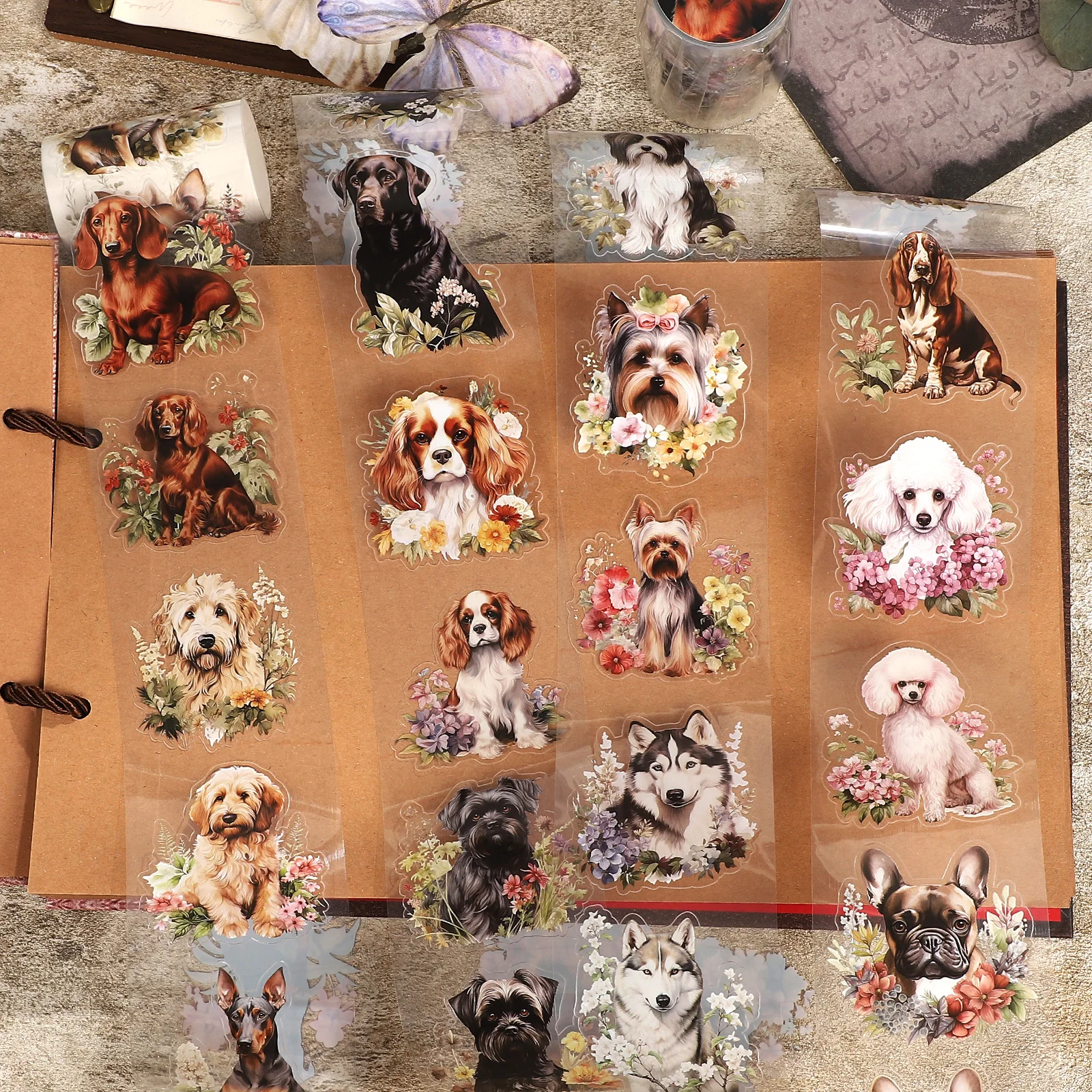 

60 мм * 252 см, коллекция собак, серия, милые животные, цветы, пейзаж, ПЭТ-лента, креативный журнал, материал, коллаж, скрапбук, канцелярские принадлежности