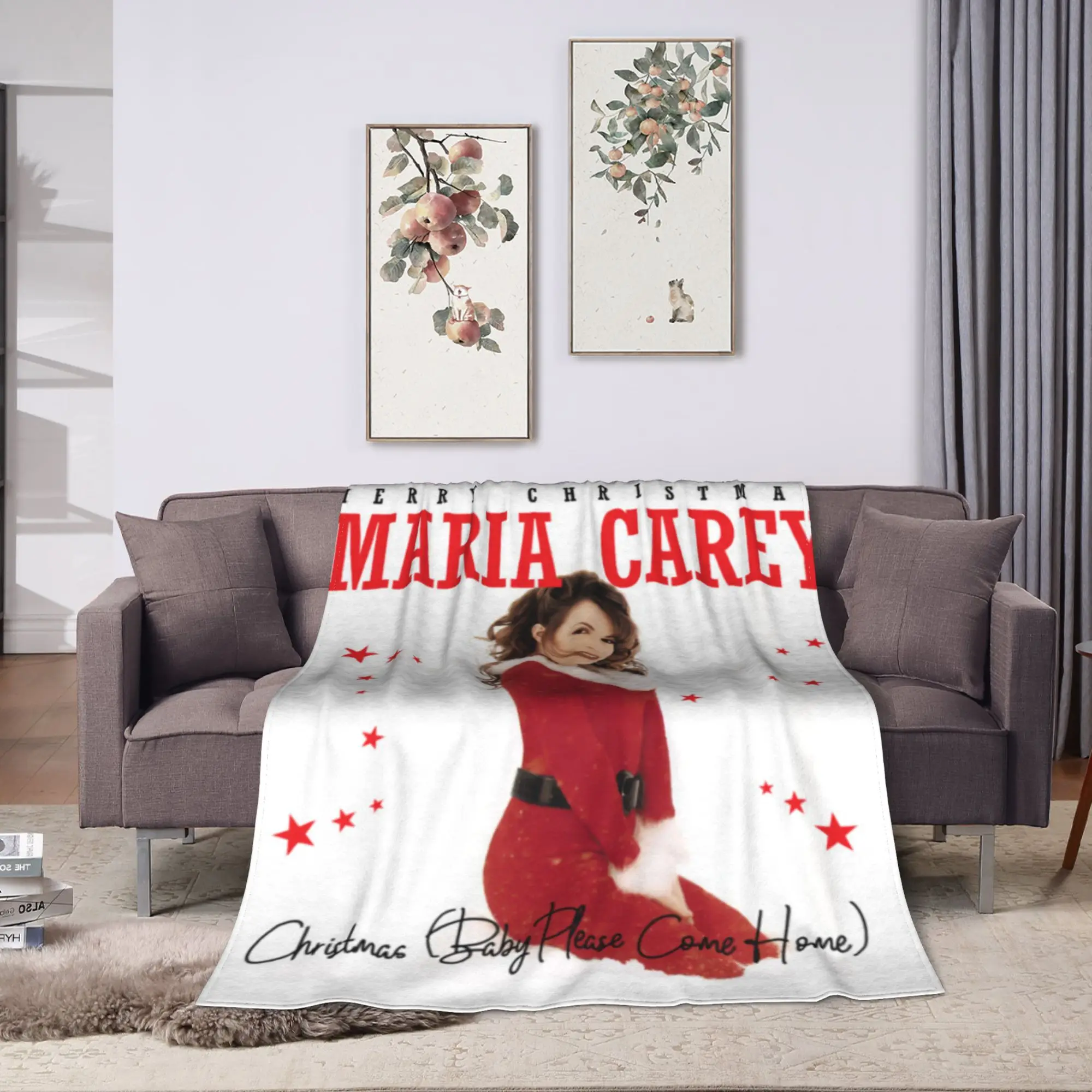 Mariah Carey Christmas  Super Warm Blanket  Camping Plush Throw Blanket Funny Home Decor Flannel Bedspread Sofa Bed Cover