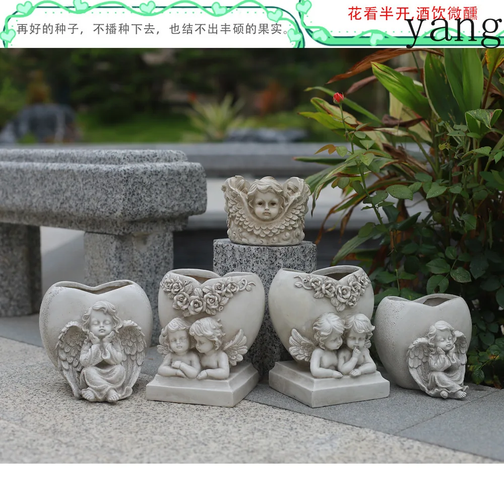 CX Outdoor Garden Angel Succulent Planter Yard Decorative Resin Crafts