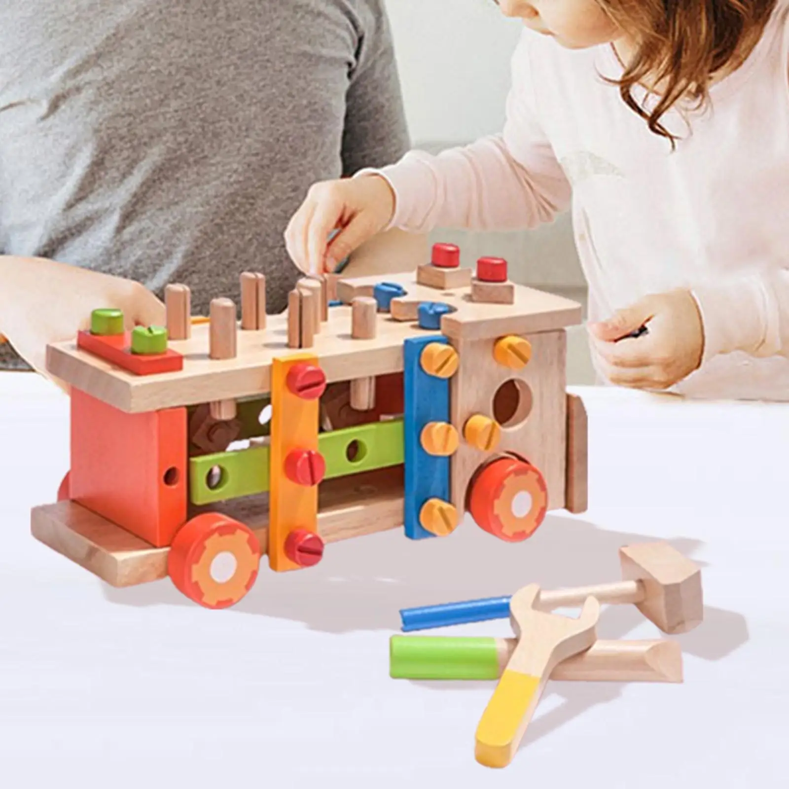 

Wooden Toy Disassembly Assembly Cart for Babies Detachable Nut Combination Assembly Tool Cart Disassembly Tool Cart Educational