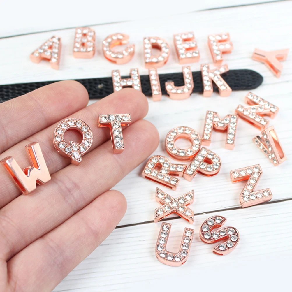 

26 Pcs Alphabetical Beaded Bracelet Necklace Jewelry Making Charms Diy Pendants Letter Alloy for