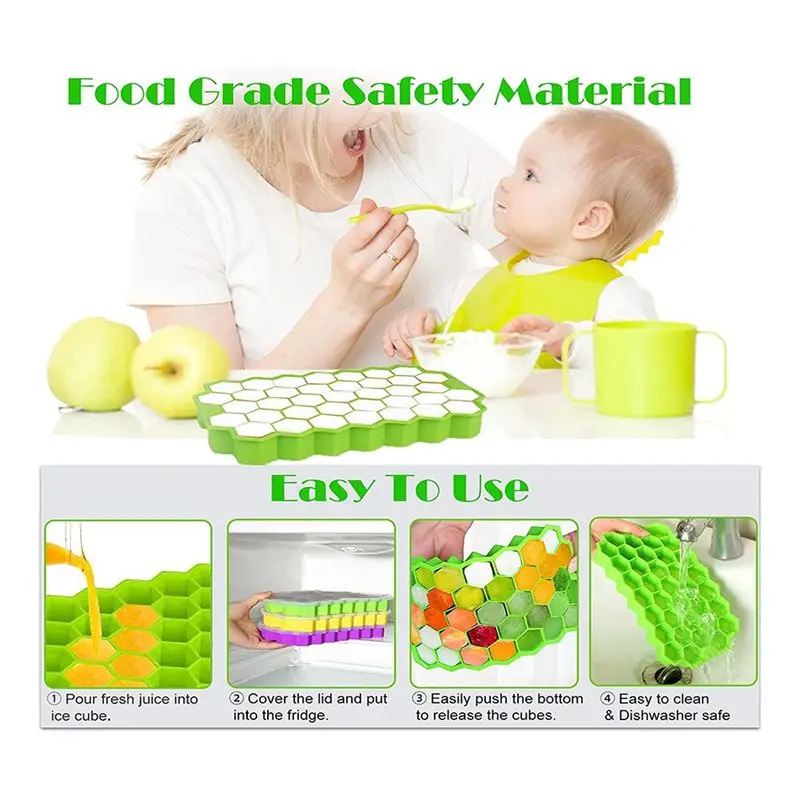 

REST Tray, 4 упаковки силиконовых форм для льда с крышками, штабелируемые гибкие формы для морозильной камеры, легкие самодельные модели