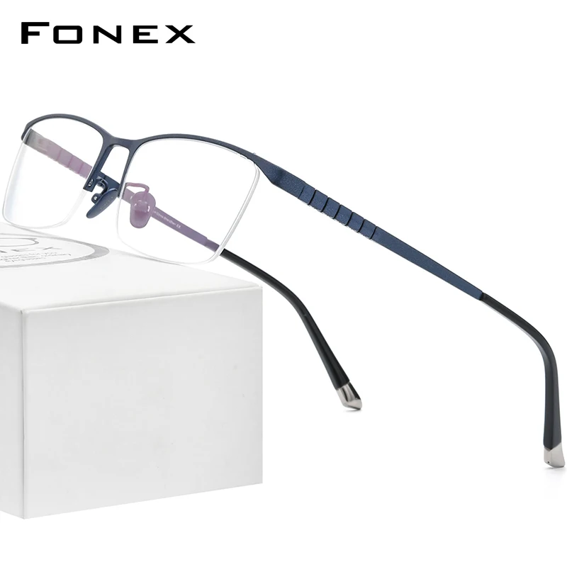 

FONEX Pure Titanium Glasses Men Square Eyewear 2020 New Male Half Frames Eyeglasses 85640