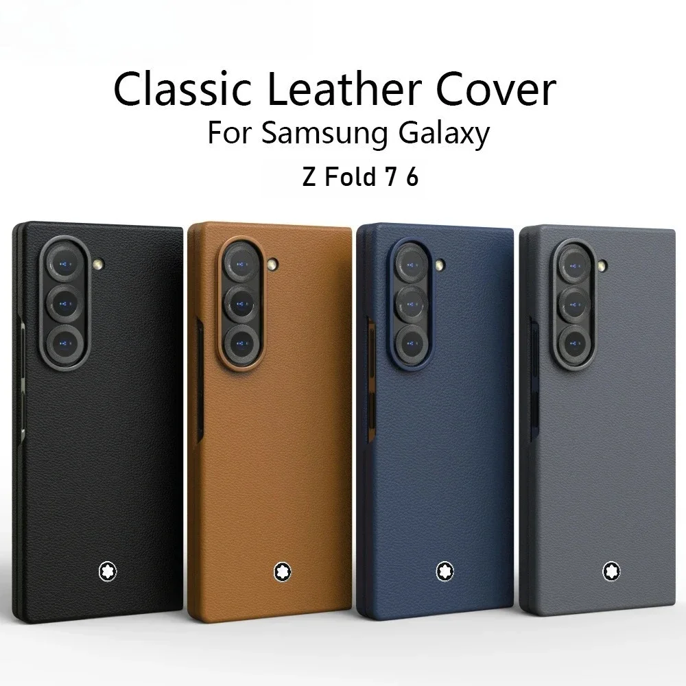 

High-end Business Sle Bla Premium Genuine Leather Phone Case for Samsung Galaxy Z Fold 7 6 Original Protection Cover with Box
