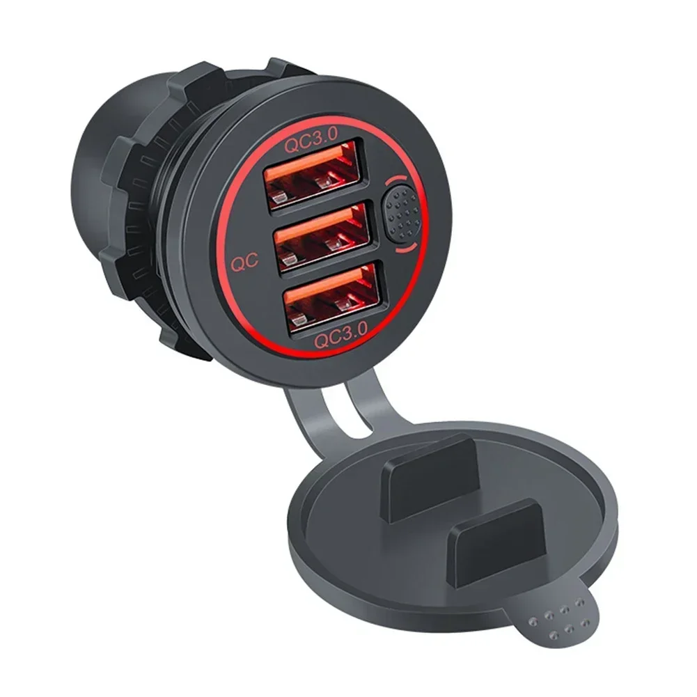 Energy Saving Touch Switch QC3 0 USB Charger Socket for Car Boat Marine 3 USB Ports LED Power Outlet (86 chars)