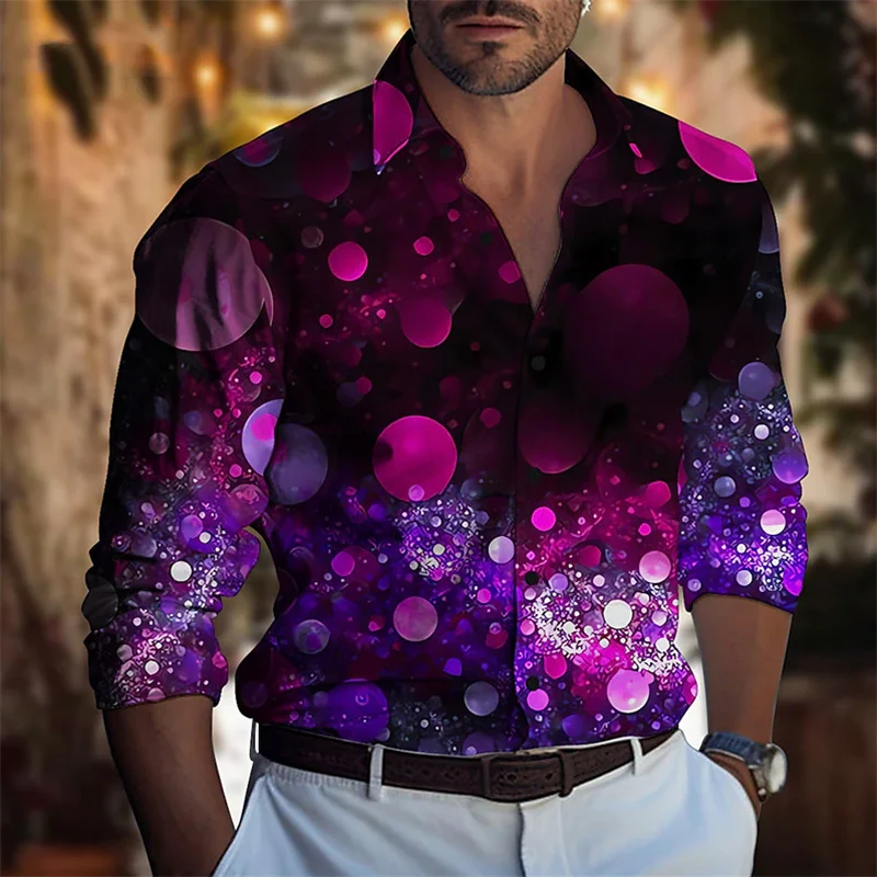 New men's Top With 3D Printed Star high-definition Pattern  Lightweight  Comfortable  Soft  Long Sleeved Casual Top