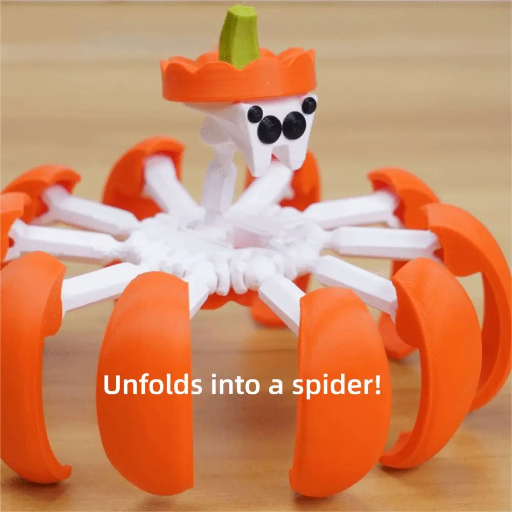Abóbora aranha bot 3d impresso abóbora transformável multi-articulado modelo de montagem móvel transforma-se em figura de ação aranha