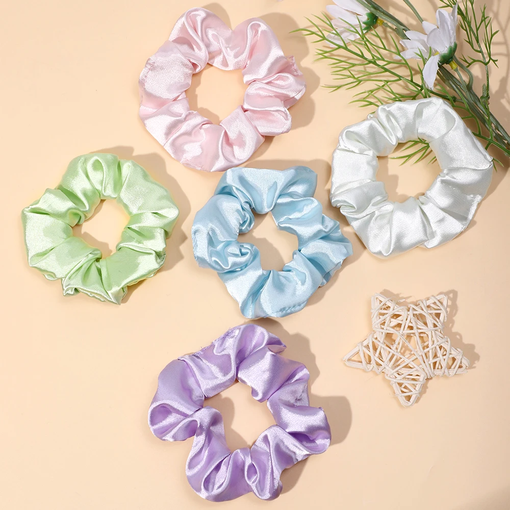 Satin Scrunchies Girls Elastic Hair Band Ponytail Holder Ties Rubber Bands Fashion Women Girls Accessories Solid Scrunchy