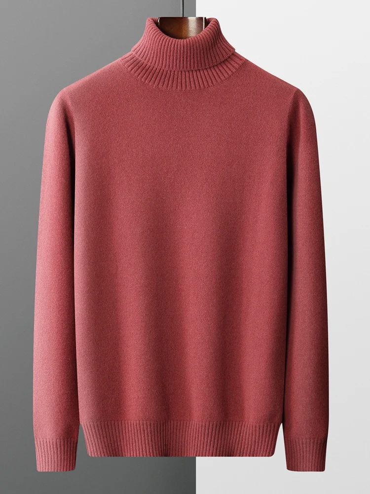 Men Turtleneck Cashmere Autumn Winter Thick Sweater Pullovers 100% Merino Wool Knitwear Basic Long Sleeve Korean Popular Clothes