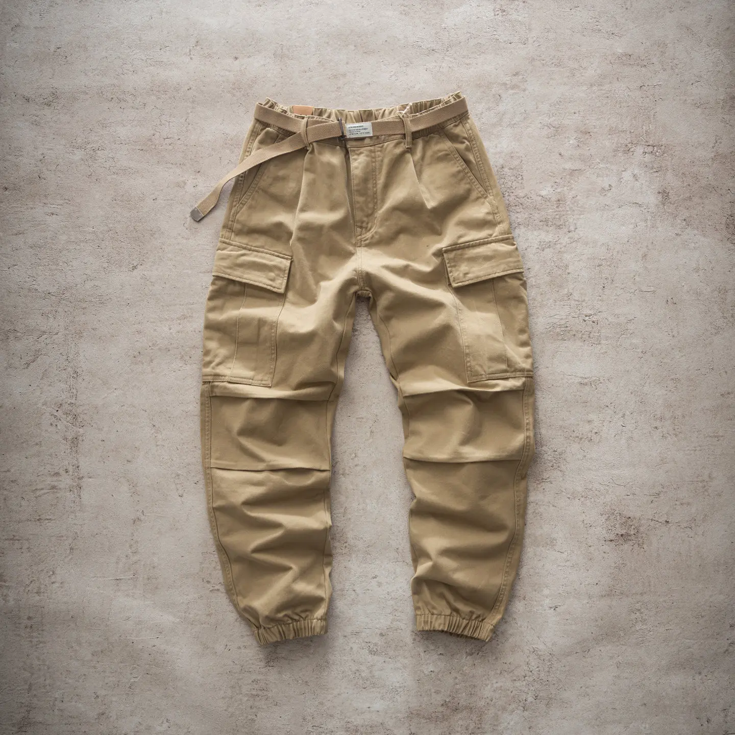 

Spring New American Retro Heavyweight Twill Cargo Pants Men's 100% Cotton Multi-pocket Straight Ankle Banded Casual Trousers