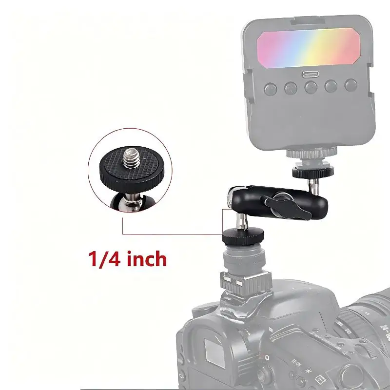 Lightweight Double Ball Head Articulating Magic Arm 1/4'' Screw Extend Mount for Monitor Portable Photography Kit