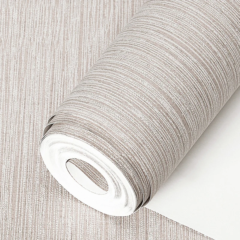 Simple Nordic Solid Color Wallpaper Plain Grass Woven Non-woven Fabric Linen Stripe Wallpaper for Living Room Bedroom Home Decor