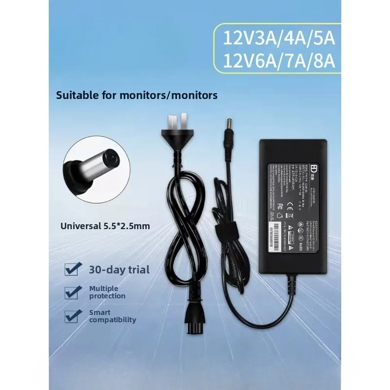 Adaptador de corriente de 12V compatible con Lenovo AOC LCD 3A4A5A6789, cable de alimentación CC universal para computadora de escritorio, monitor, interruptor, router