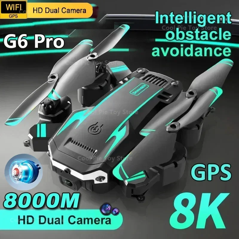 드론 G6 프로 5G GPS 브러시리스 모터, 전문 8K HD 항공 사진, 장애물 회피 UAV 4 로터 헬리콥터 장난감 