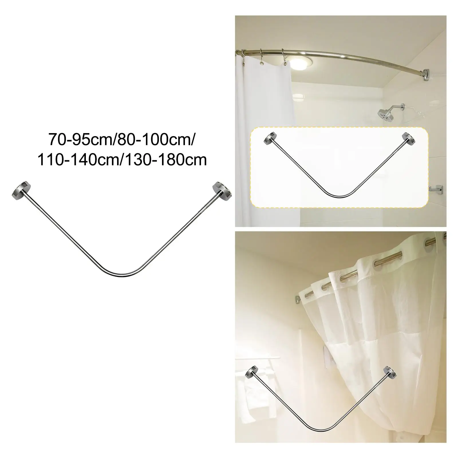 Telescoping Curved Shower Rod Clothing Hanger Telescopic Rod Closet Rod Stretchable Shower Curtain Rod for Bathtub Shower Stall