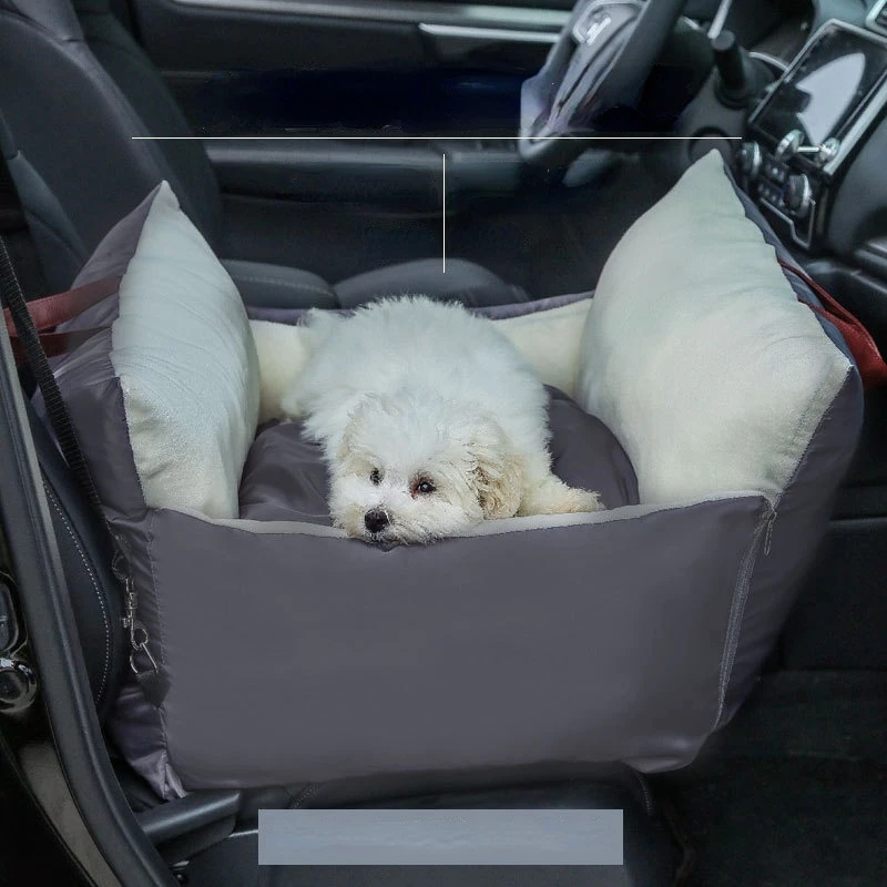 Dog Car Seat Central Control Nonslip Dog Carriers Safe Car Armrest Box Booster Dog Cushion Carrier with Seat Belts Pet Carrier