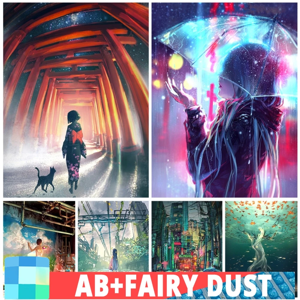 AB Fairy ฝุ่นสาวโมเดิร์นเพชรภาพวาด 5D DIY เต็มเจาะชุด Art New Series Cross Stitch หัตถกรรมตกแต่งบ้าน Creative