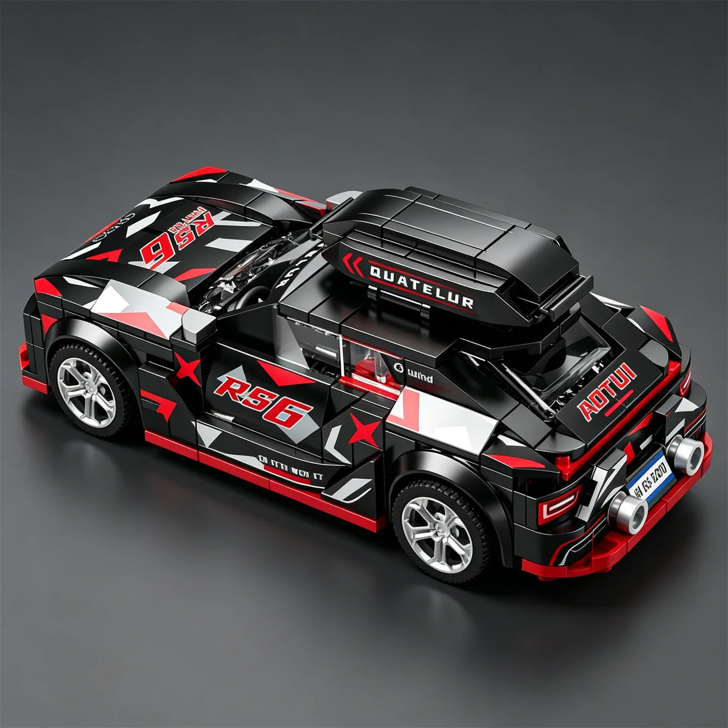 MOC 8 Sets of Super Sports Car Building Blocks RS6 Racing Model 488GT3 Children's Educational Small Particle Toy Car