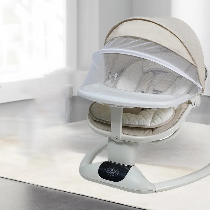 Electric Baby Rocking Chair with Toys & Remote Control Portable Swing Chair for Newborn 0-18 Months Baby Crib with Mosquito Net