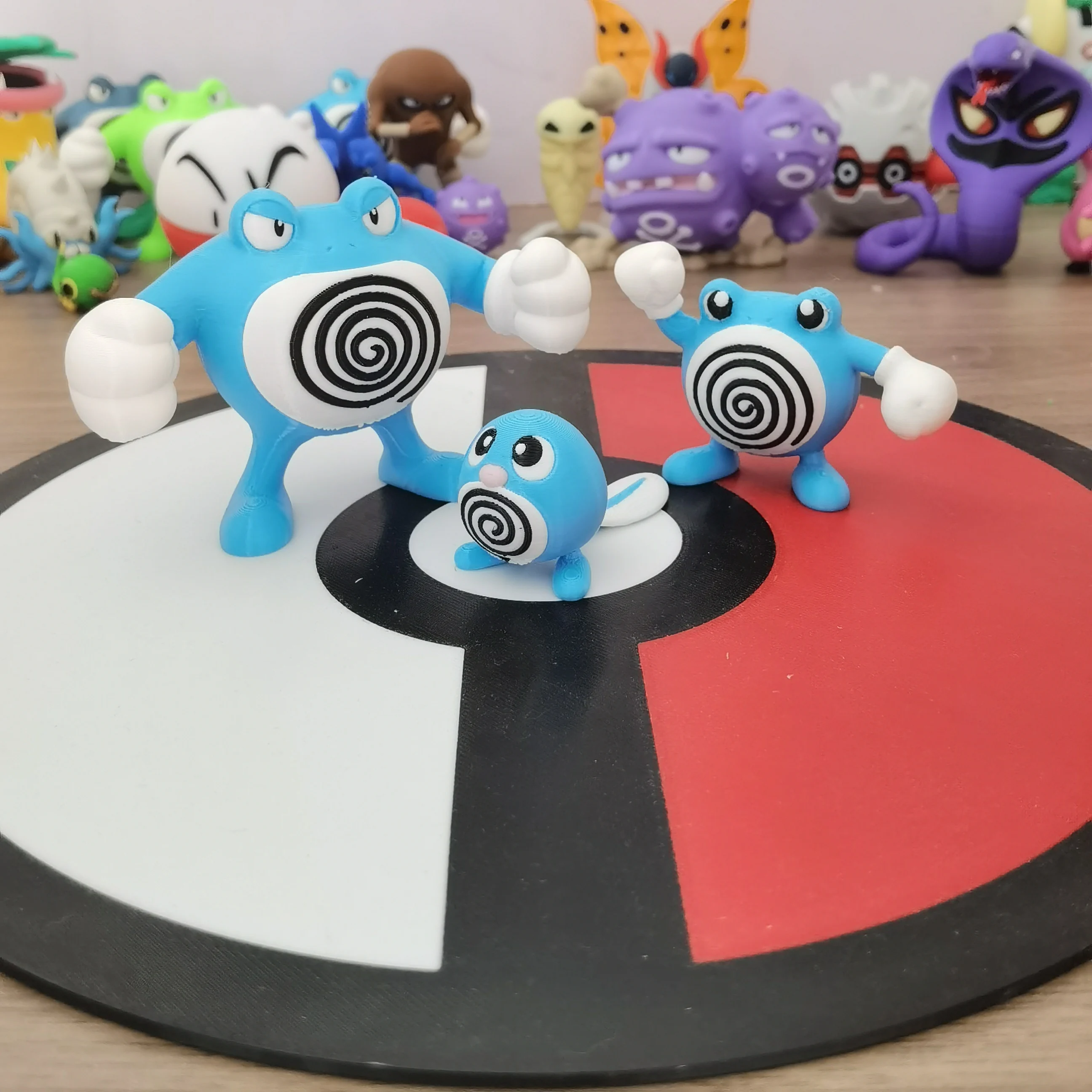 Figuras de Anime de Pokémon Poliwag Poliwhirl Poliwrath, escala 1:20, impresión 3d Diy, personaje de dibujos animados, modelo de escritorio, juguete de regalo