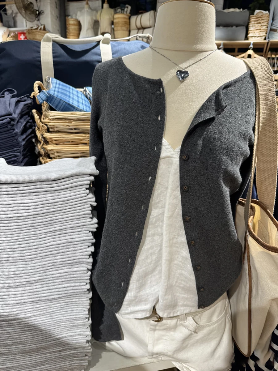 

Eyelet Dark Grey Thin Sweater Cardigan Woman New O-neck Single Breasted Slim Knitwear Coat Autumn Sweet Vintage Simple Tops Y2k
