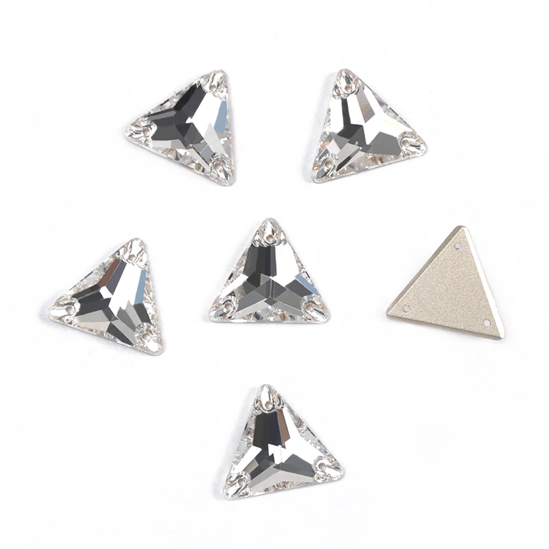 YANRUO 3270 All Sizes Clear Sew On Glitter Strass Triangle Crystal Flatback Rhinestone For Dress Shoes