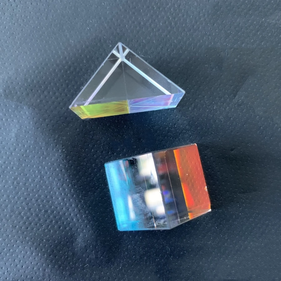 Damaged RGB X-Cube Prism Combiner Splitter Cross Dichroic 6-Sides Prism Pyramid Triangle Rainbow Lens Necklace Earrings DIY