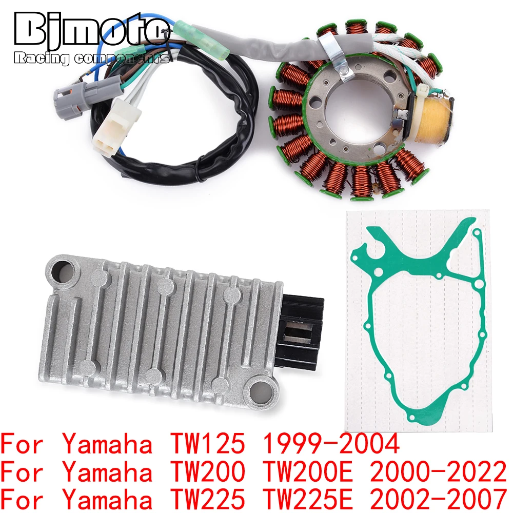 TW125 2022 ngine Stator Coil+Voltage Regulator rectifier For Yamaha TW125 TW200 TW200E TW225 TW225E 1999-2021 With Gasket