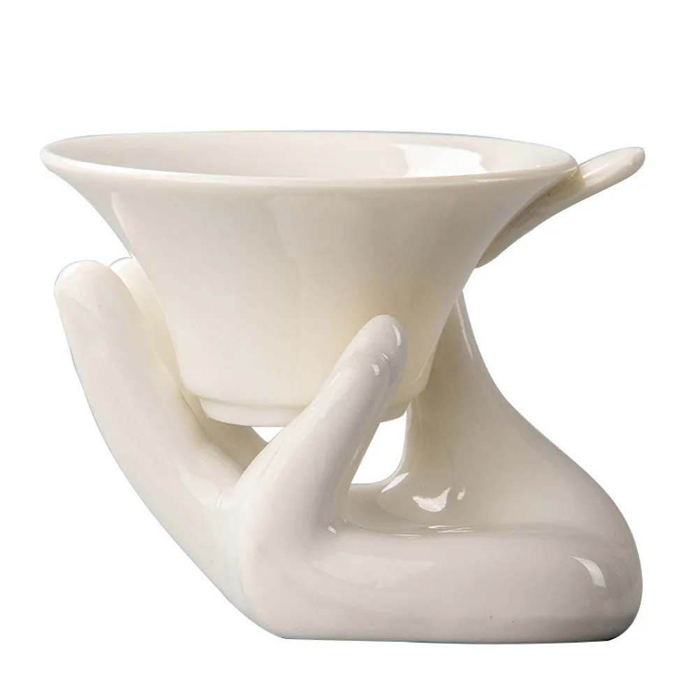 

2 Pcs Egg Holder Decor Egg-shaped Ceramic Cup Decorative Tray White