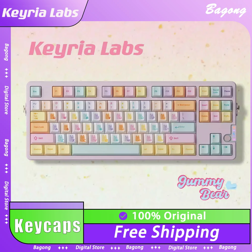 Keyria Labs Gummy Bear Keycaps PBT Keycaps For Mechanical Keyboard Cute Customized Keycap Set For Girls PC Gamer Accessories