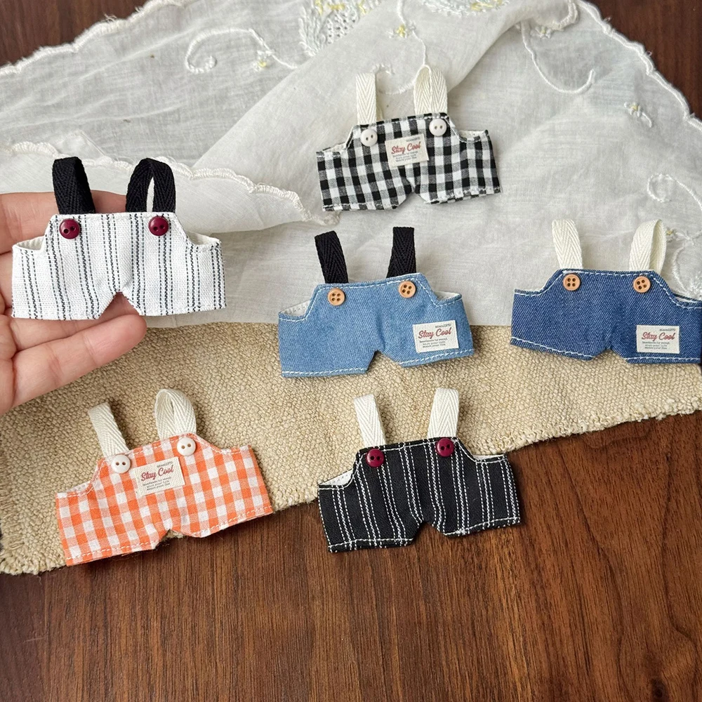 [بدون دمية] ملابس دمى قطيفة لـ Mini Labubu 4.0 وشاح مثلث وزرة ريترو إكسسوار ملابس دمية هدايا عصرية