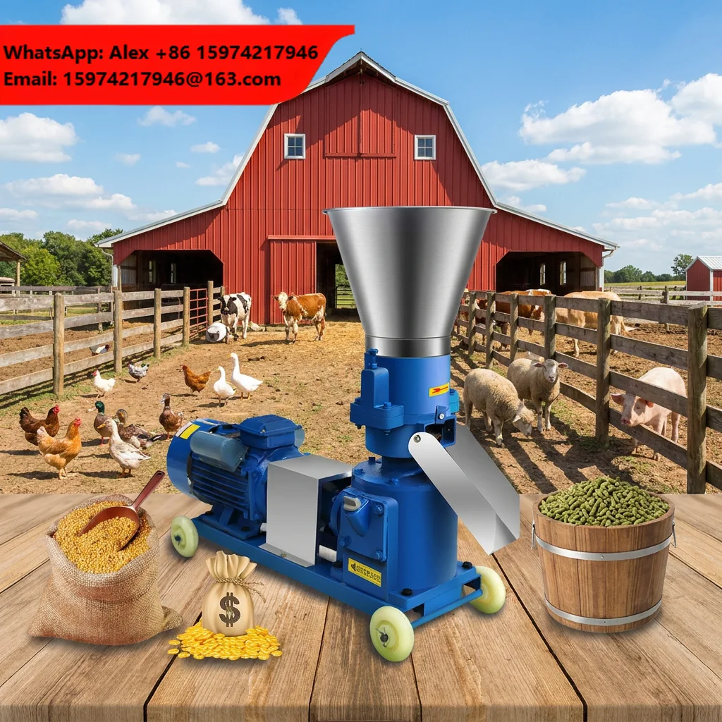 SUNSHINE Factory Directly Supply New Poultry Farm Use Animal Feed Pellet Machine 200kg/h Capacity Diesel/Electric Engine