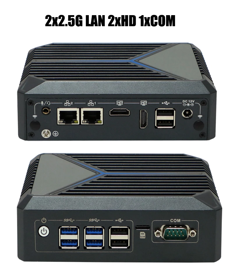 جهاز توجيه ناعم بدون مروحة 3x2.5G i225V LAN Intel J6412 zxDP 1xHD 2x2.5G LAN 2xHD N100 Windows11 COM كمبيوتر صغير لسطح المكتب