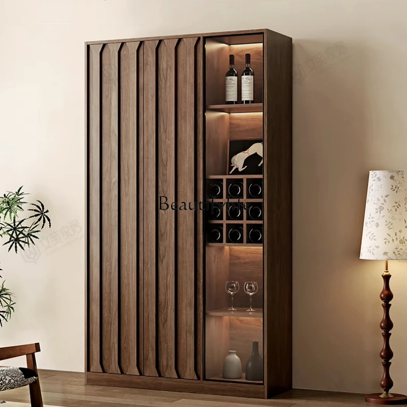 

Small Solid Wood Wine Cabinet Living Room Wall-Mounted Vintage Storage Decorative Cabinet